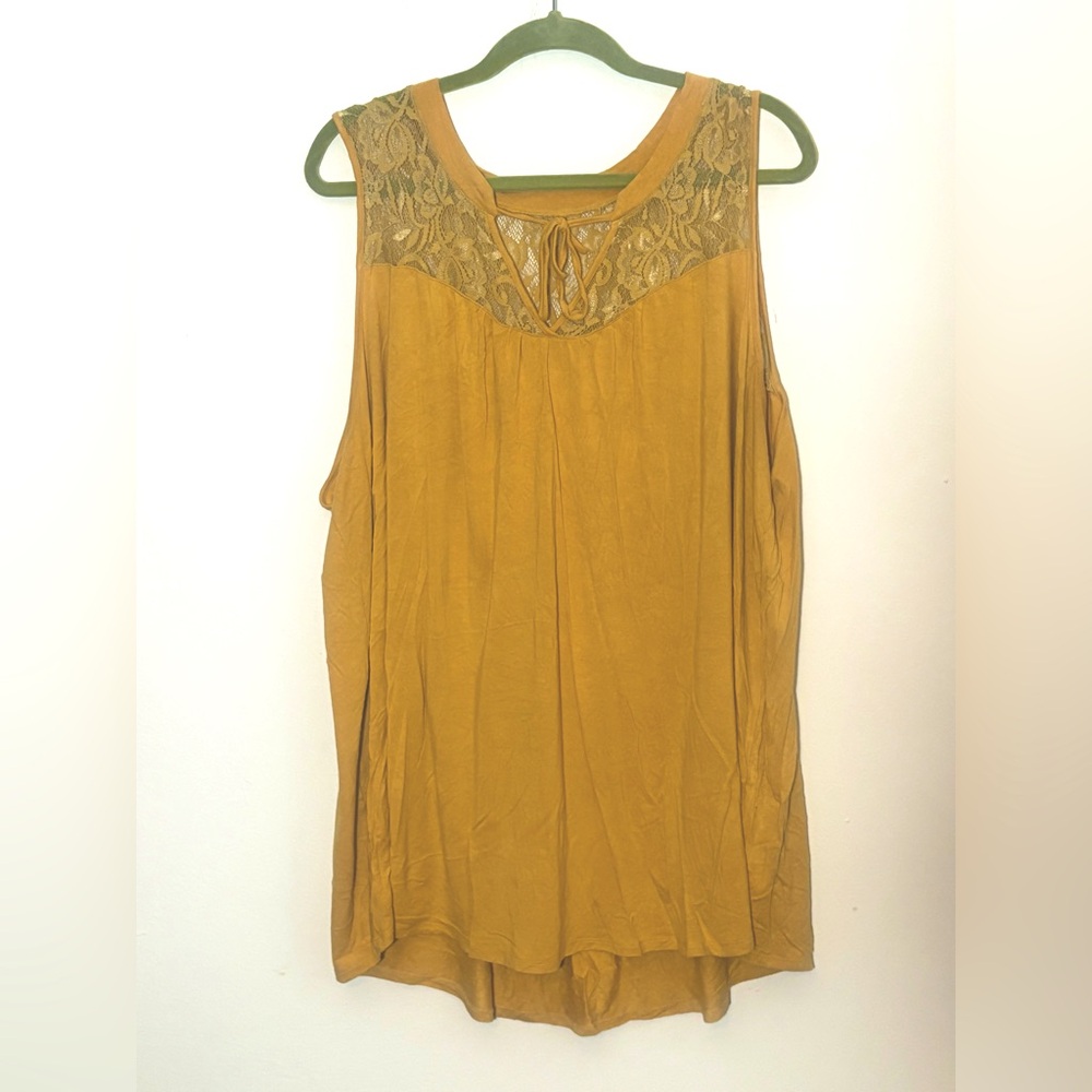 Torrid Mustard Super Soft Knits Sleeveless Lace Tie Front Tank Top